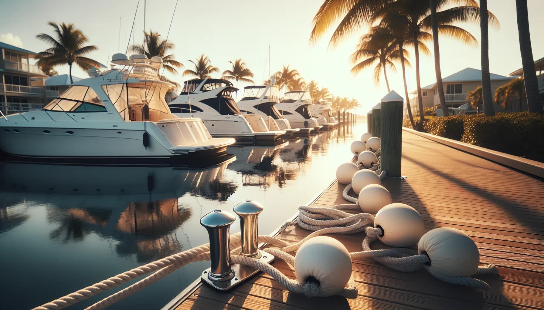 Boats properly docked at Cape Coral marina showing proper fender placement and line management
